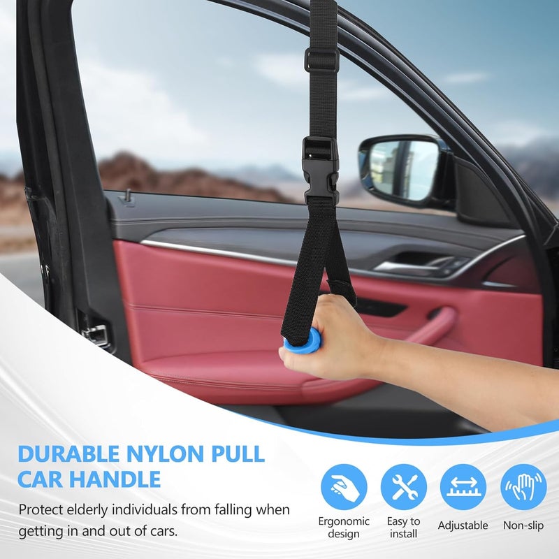 Kaiedos Car Door Handle for Elderly - 2026 New 3-in-1 Car Handle Assist, 2 Pack Auto Cane Portable Vehicle Support Handle Door Assist Bar, Max Load 500 Lbs, Anti-Slip Design (Blue-Car Handle +Strap) - Image 4
